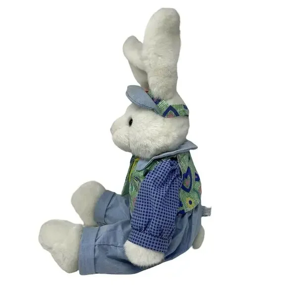 VTG Mty International Blue Boy Easter Bunny In Overalls/Jacket Plush 24" - Picture 5 of 11